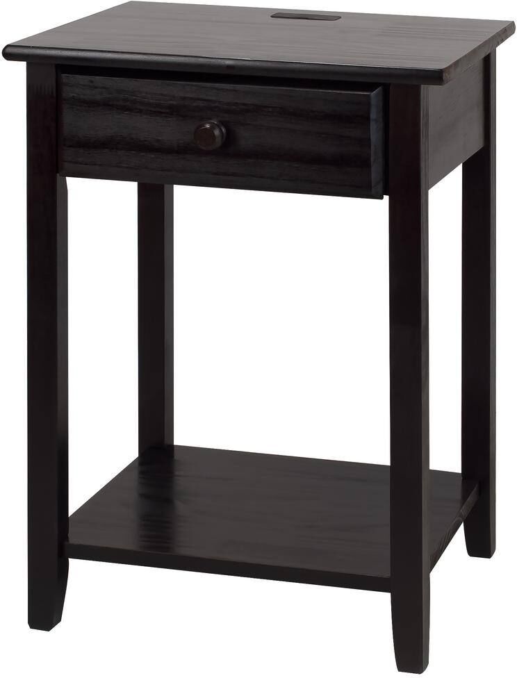 Casual Home Night Owl Espresso Nightstand with USB Port