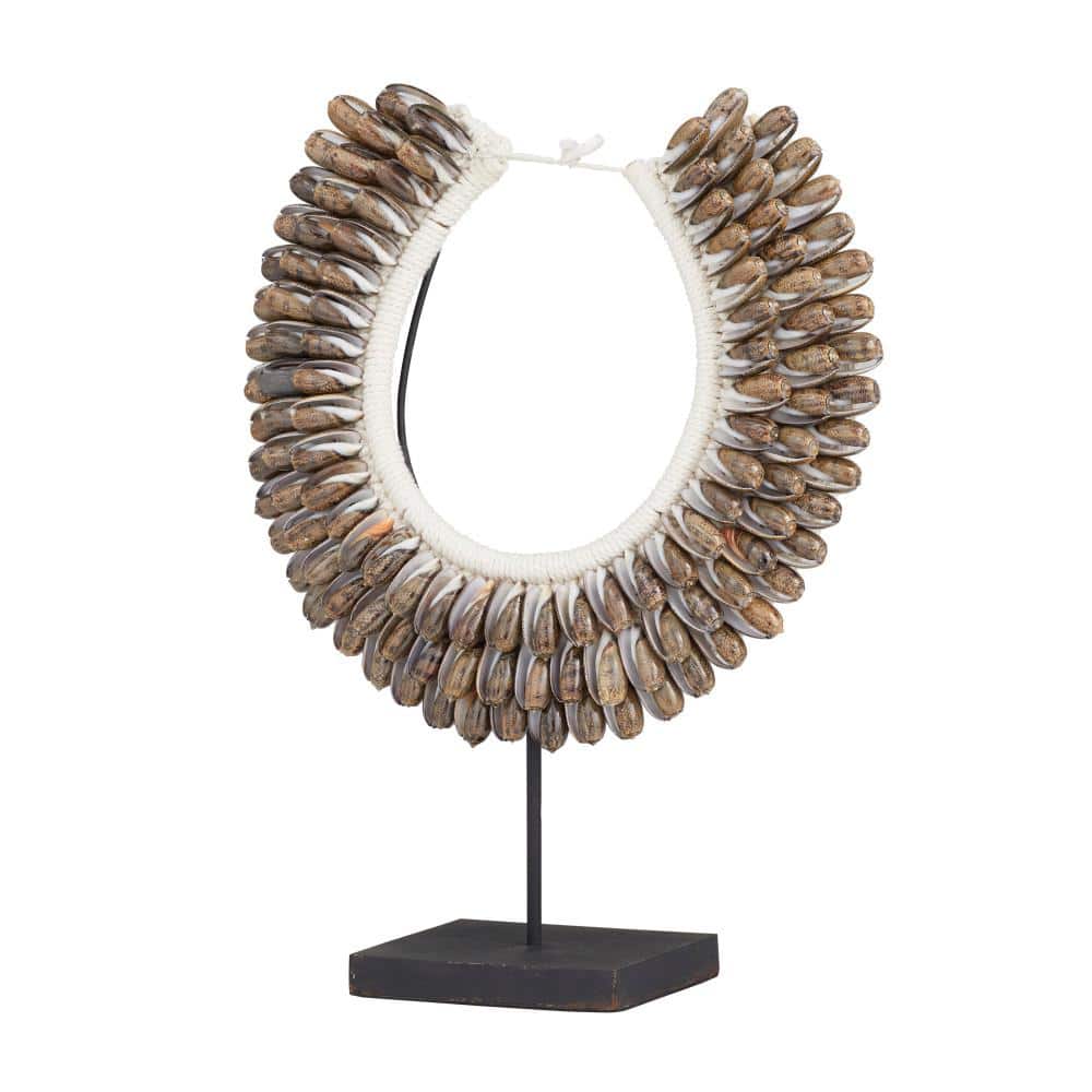 Litton Lane Brown Shell Necklace Sculpture with Stand