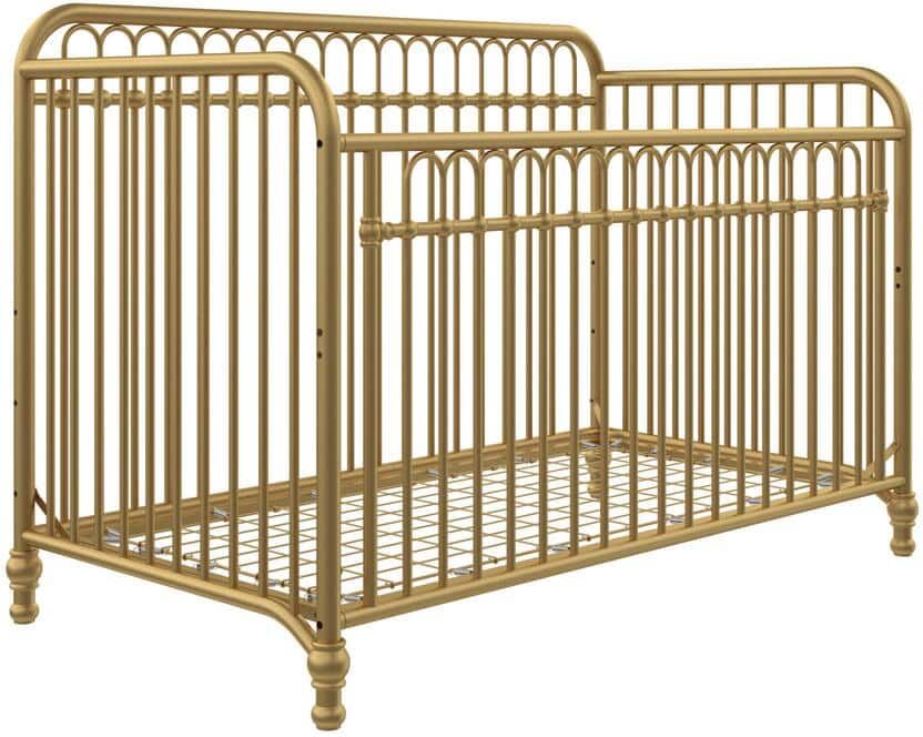 Little Seeds Raven Gold Metal 3-in-1 Convertible Crib