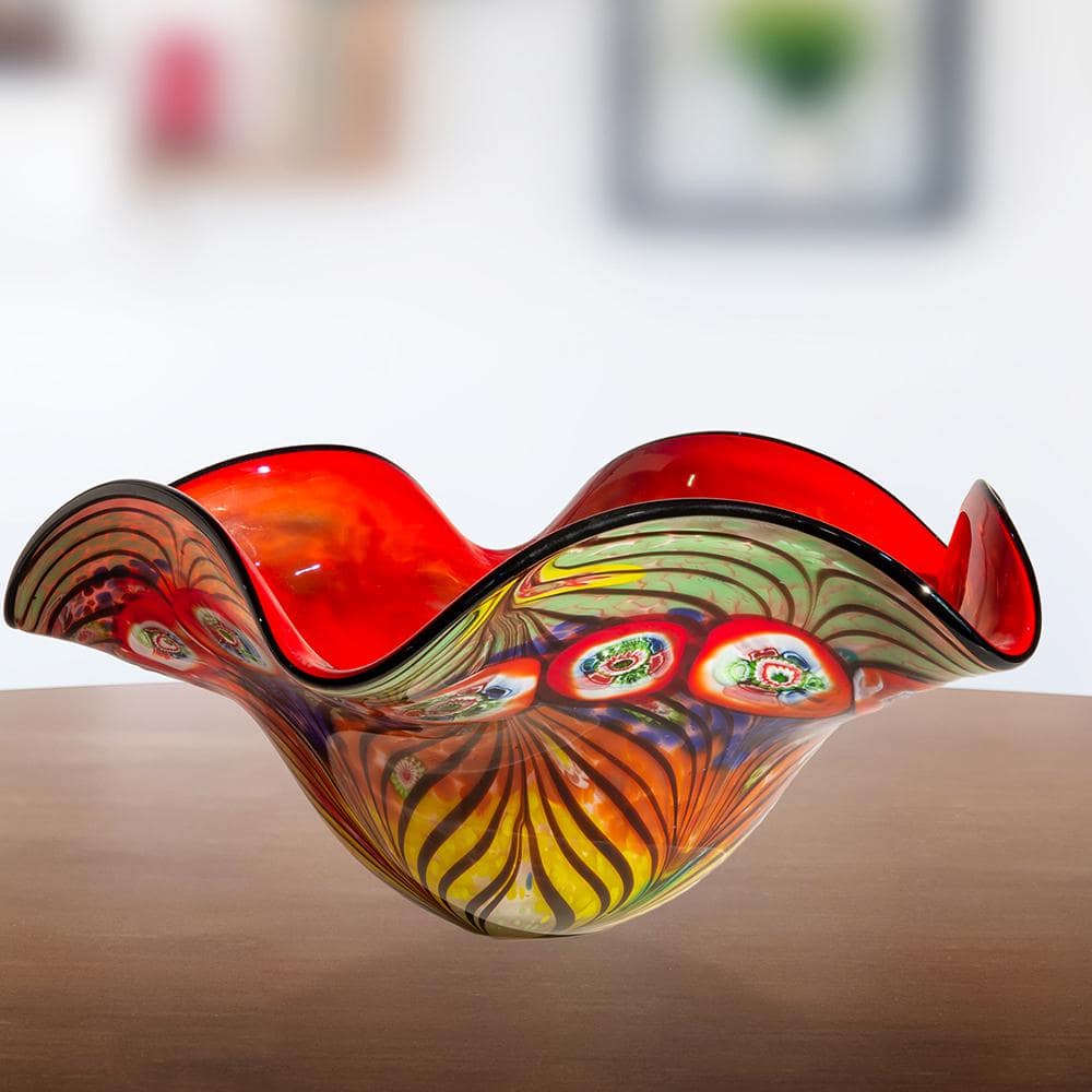Dale Tiffany Albie Multi-Colored Hand-Blown Art Glass Bowl
