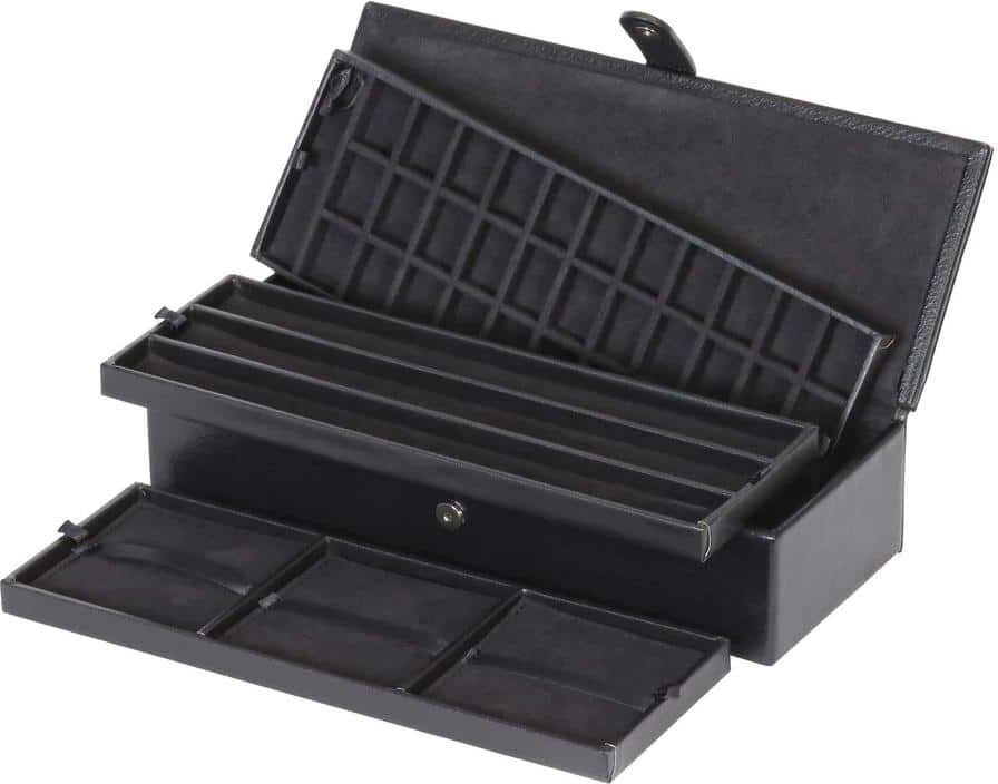 Mele & Co Ainsley Snap Closure Travel Jewelry Box Organizer - Rectangle Black