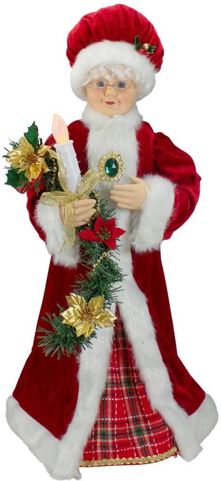 Northlight 24 " Animated Mrs. Claus with Lighted Candle Musical Christmas Figure