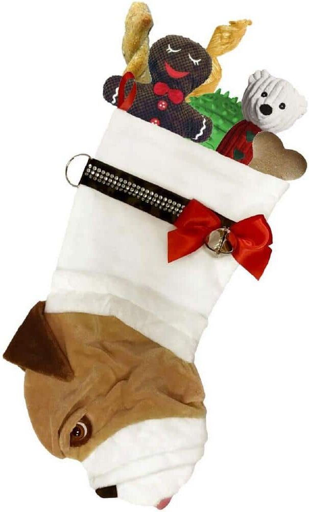 Pronk! 22 in. English Bulldog Dog Faux Fur Christmas Stocking