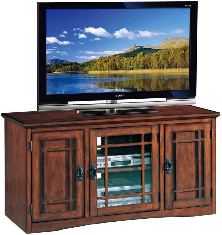 Leick Home Riley Holliday 50 in. W Mission Oak Three Door TV Stand Holds TV's up to 55 in.