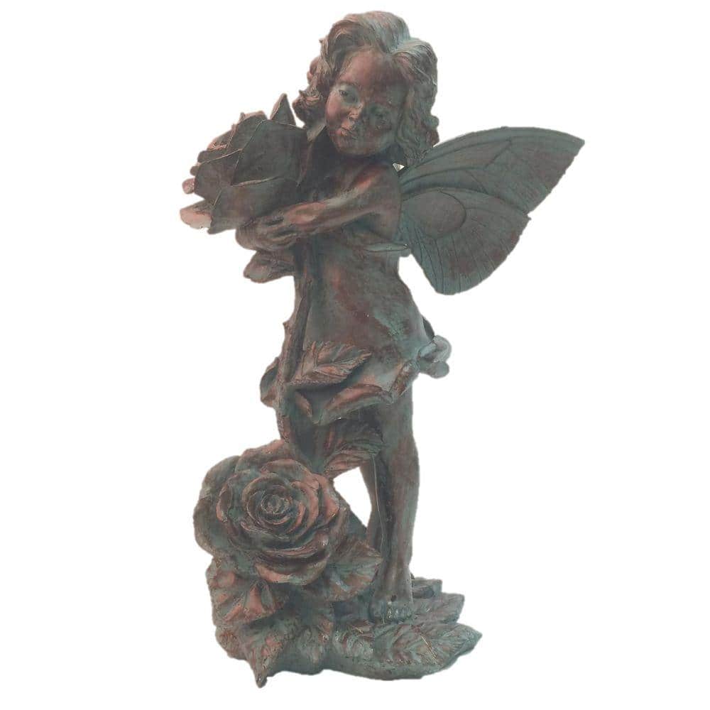 Suffolk Fairies 21 in. Fairy Lillian Rose Bronze Patina Collectible Garden Statue