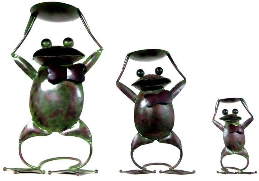 D-Art Large, Medium, Small Antique Iron Frog Candle Holder (Set of 3-Piece)