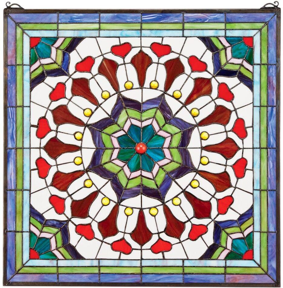 Design Toscano Victorian Floral Tiffany-Style Stained Glass Window Panel