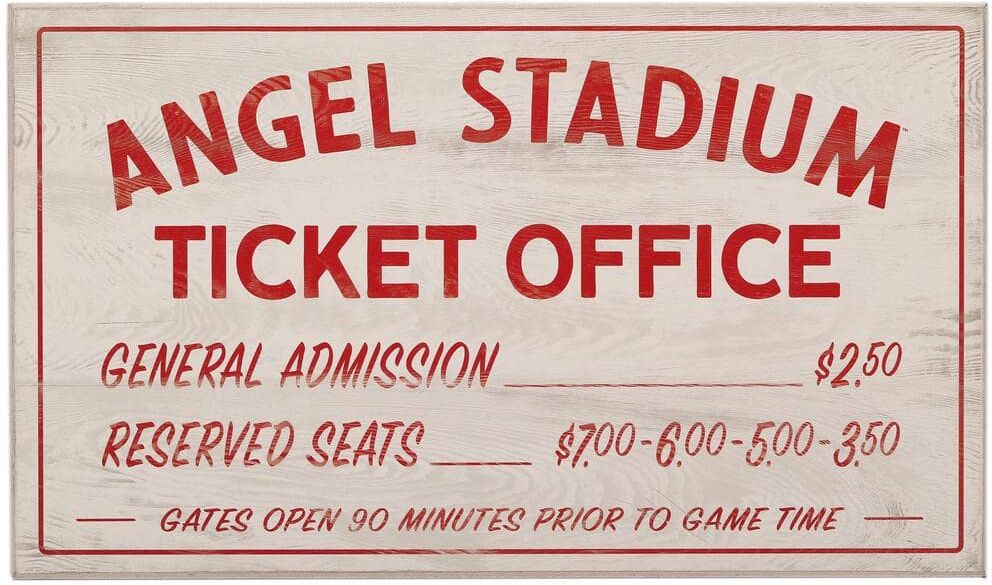 Open Road Brands Los Angeles Angels Vintage Ticket Office Wood Wall Decor