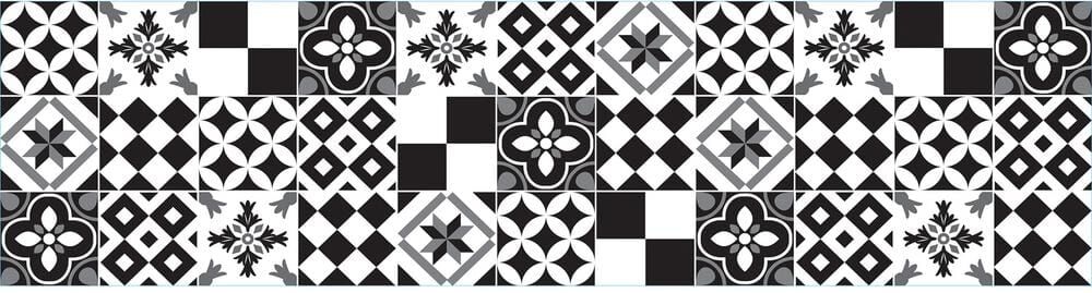 Home Decor Line Black and White Azulejos Peel and Stick Backsplash Wall Decal