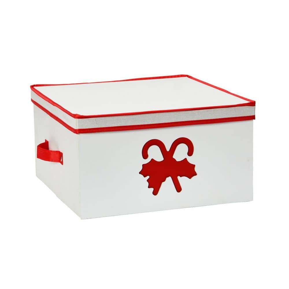 HOUSEHOLD ESSENTIALS Large Holiday Decoration Box Red Candy Cane