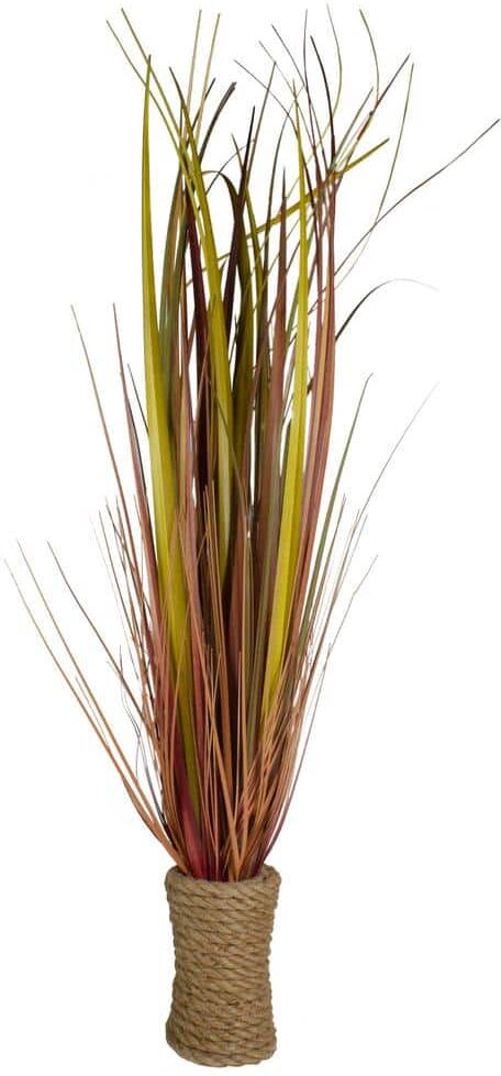 Northlight 34 in. Red Artificial Grass Plant in a Rope Pot