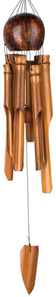 WOODSTOCK CHIMES Asli Arts Collection, Whole Coconut Bamboo Chime, Medium 25 in. Bamboo Wind Chime C201