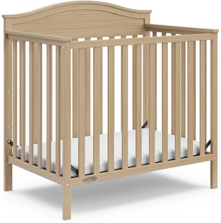 Graco Stella Driftwood 4-in-1 Convertible Mini Crib with Bonus Mattress