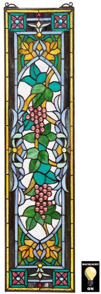 Design Toscano Grapes on the Vine Tiffany-Style Stained Glass Window Panel