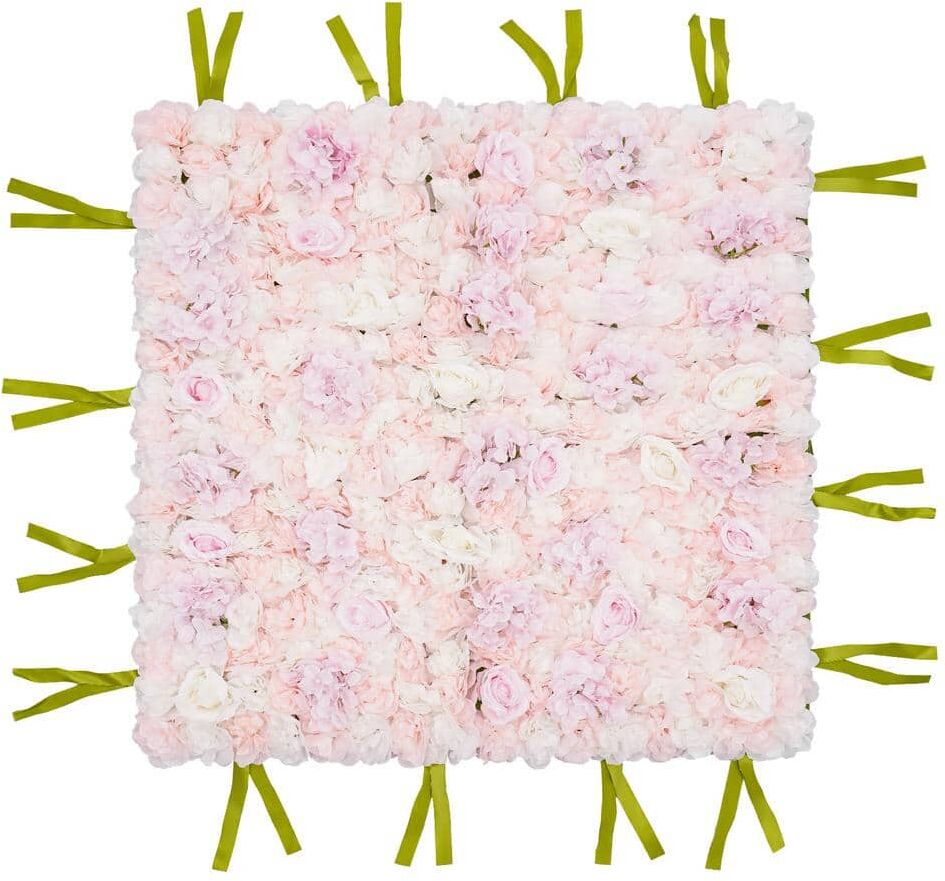 YIYIBYUS 39 in. Pink Artificial Flower Wall Panel Rose Flowering Plants Wall Backdrop DIY Wedding Party Background Decor