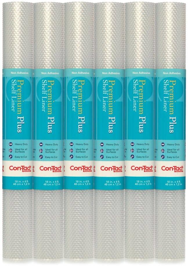 Con-Tact Premium Plus 18 in. x 4 ft. Nova Crystal Clear Non-Adhesive Shelf/Drawer Liner (Set of 6)