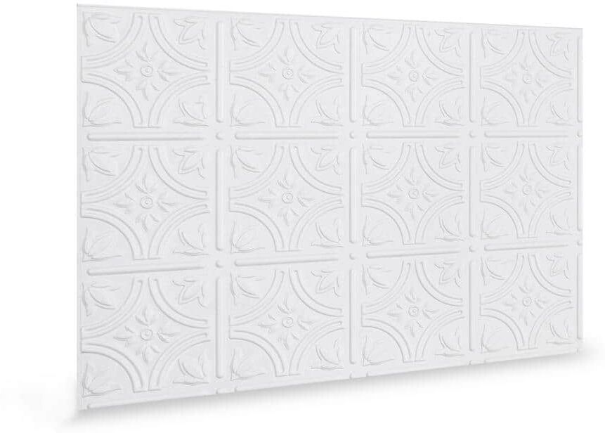 INNOVERA DECOR BY PALRAM 18.5'' x 24.3'' Empire Decorative 3D PVC Backsplash Panels in White 6-Pieces