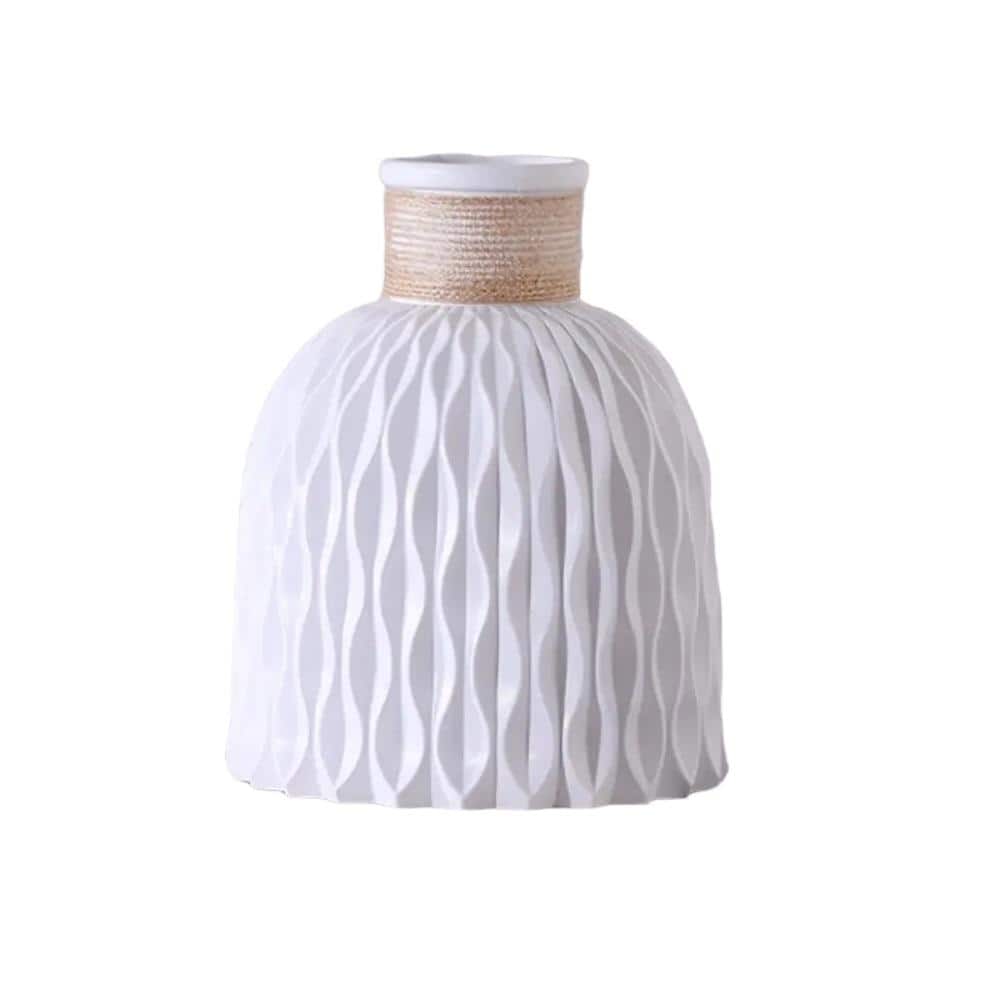 Afoxsos 1-Pcs Nordic Style Plastic Flower Vase for Home Decor, White
