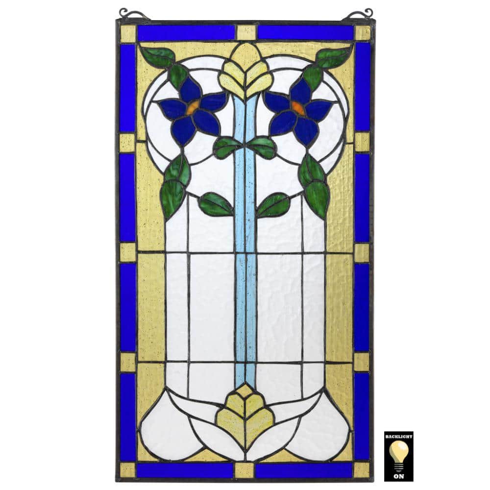 Design Toscano Primrose Art Nouveau Tiffany-Style Stained Glass Window Panel