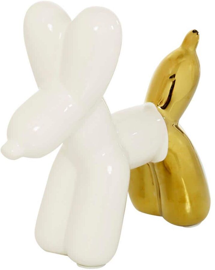 CosmoLiving by Cosmopolitan White Ceramic Balloon Dog Sculpture