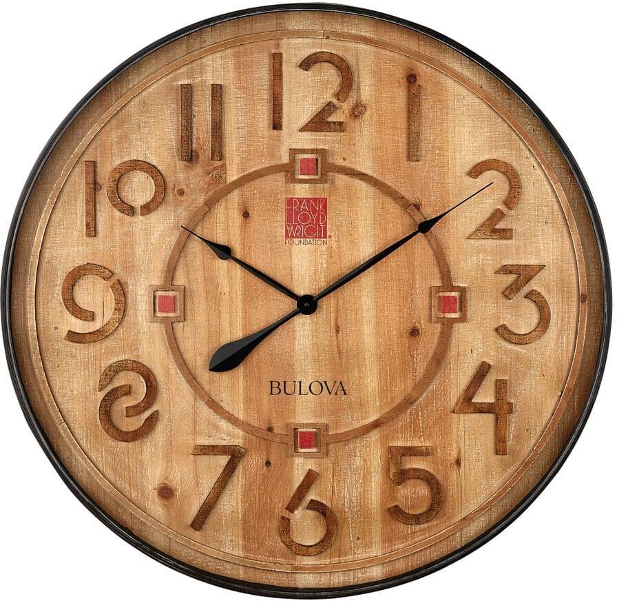 Bulova Frank Lloyd Wright designed 31.5 in. Antique Black Wall Clock