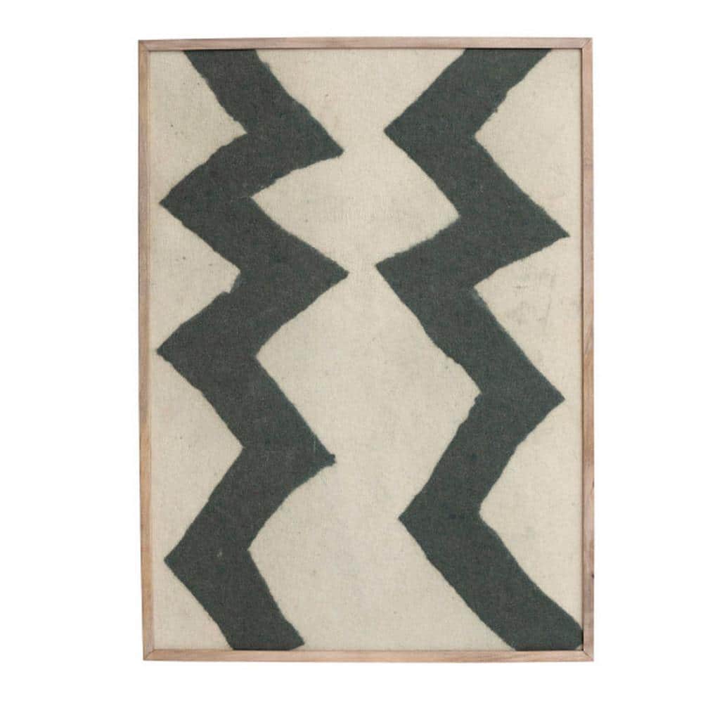 Storied Home Black, White and Natural Abstract Wool Textile Tapestry