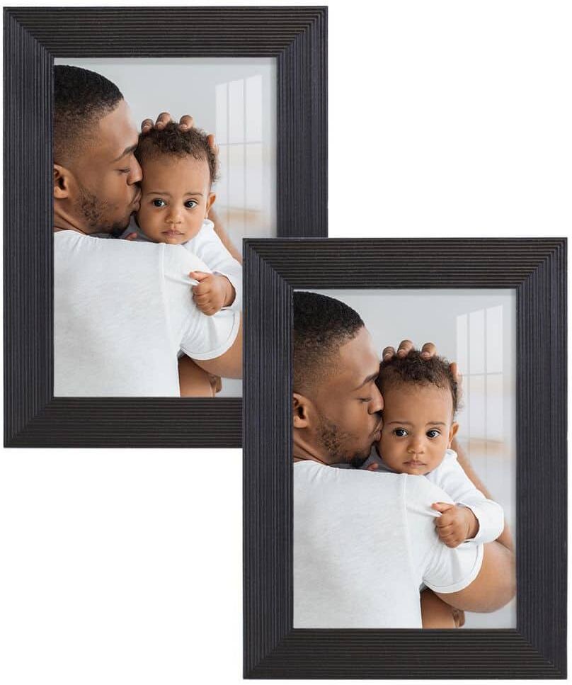 Wexford Home Grooved 4 in. x 6 in. Black Picture Frame (Set of 2)