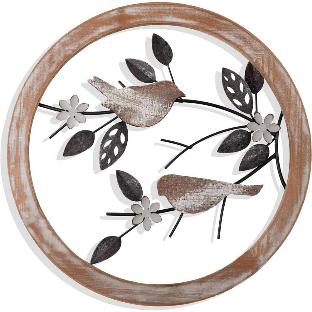 Ultra-thick Farmhouse Wall Decor Bird on Tree Branch Wall Decor Wooden Wall Art, 2-Pieces