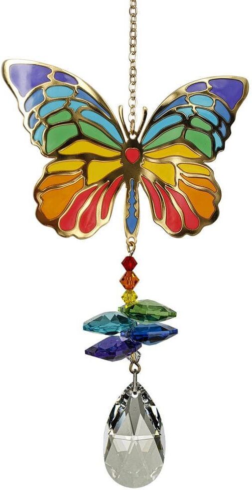 WOODSTOCK CHIMES Woodstock Rainbow Makers Collection, Crystal Wonders, 5 in. Butterfly Crystal Suncatcher CWBUT