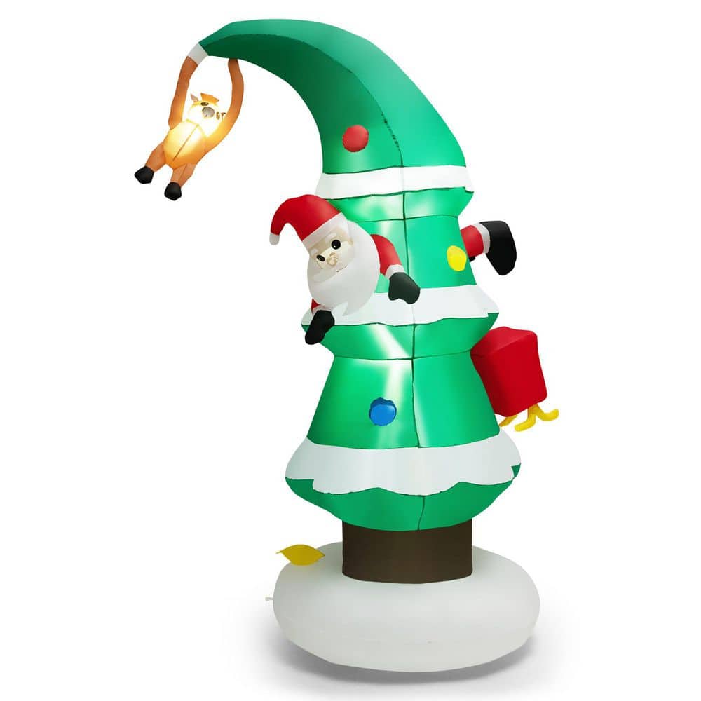 Costway 8 ft. x 4.8 ft. Inflatable Christmas Tree with Santa Claus, Blowup Holiday Decoration