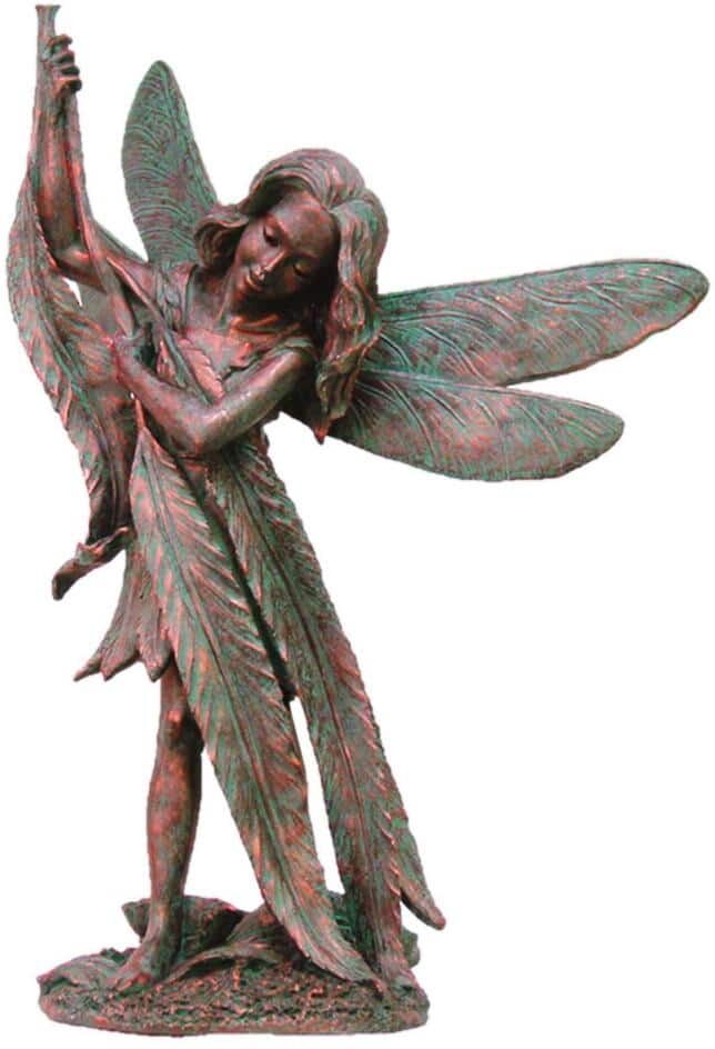 HOMESTYLES 26 in. H Samantha Willow Fairy Home Patio and Garden Statue in Bronze Patina