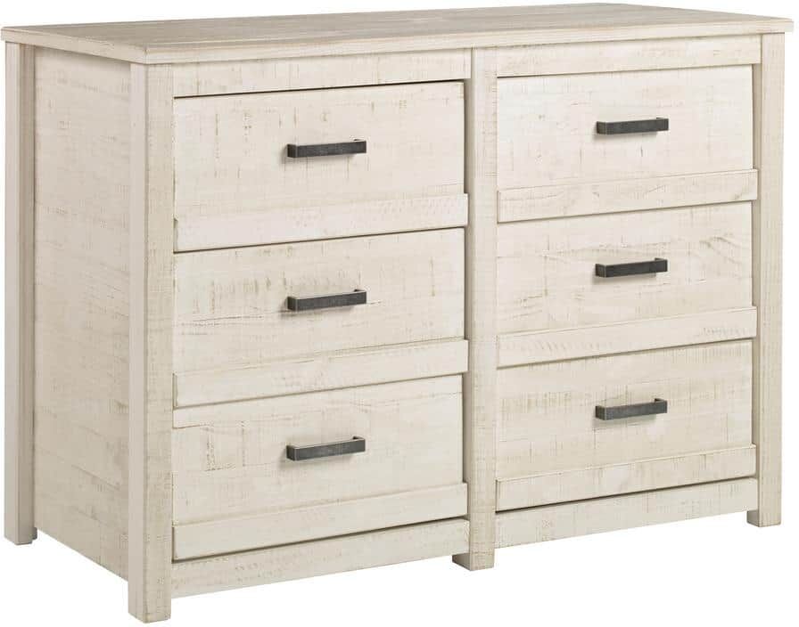 Camaflexi Carmel 6-Drawer Antique White Dresser 33.25 in. x 51 in. x 18.5 in.