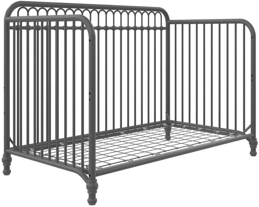 Little Seeds Raven Gray Metal 3-in-1 Convertible Crib