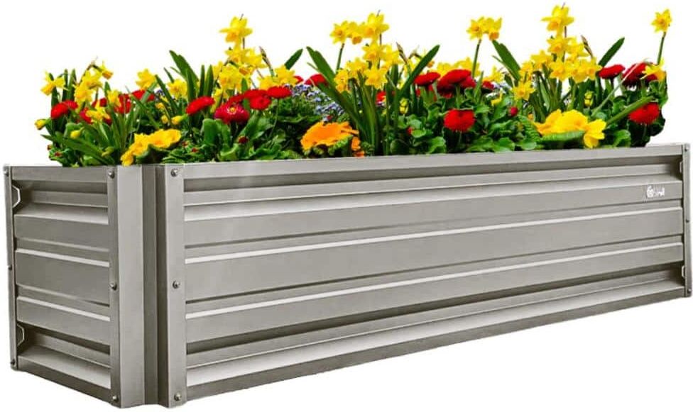 ALL METAL WORKS 24 inch by 72 inch Rectangle Ash Grey Metal Planter Box