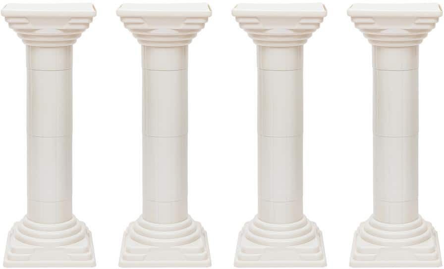 YIYIBYUS White Elegant Wedding Roman Decorative Column Flower Pot Stand Roman Pillar Party Event 4-Pieces