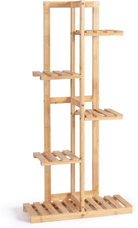 Costway 5 Tier 6 Potted Plant Stand Rack Bamboo Wood Display Shelf for Patio Yard