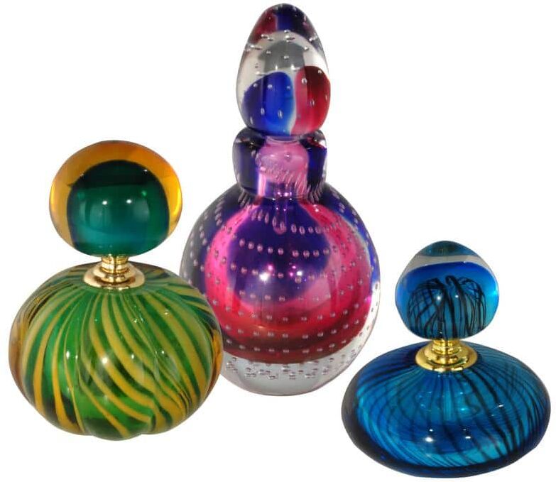 Dale Tiffany 3-Piece Apollo 7 in. Multi-Colored Perfume Bottle with Hand Blown Art Glass Style