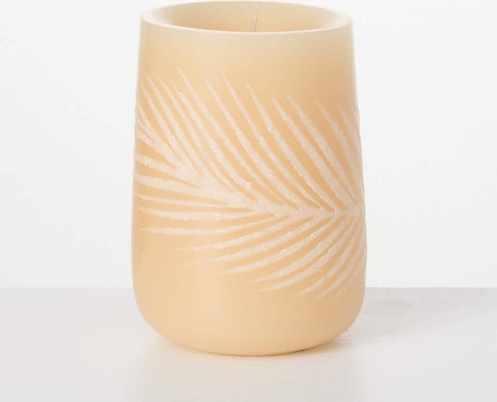 Vance Kitira 6 in. Scented Palm Leaf Decorative Candle, Cream