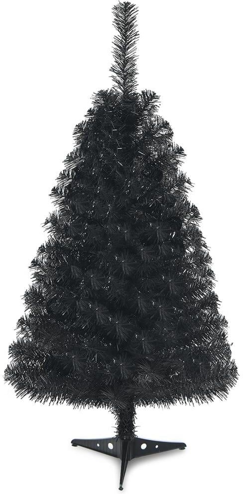 Costway 3 ft. Unlit Artificial Christmas Tree Halloween Mini Black with Plastic Stand