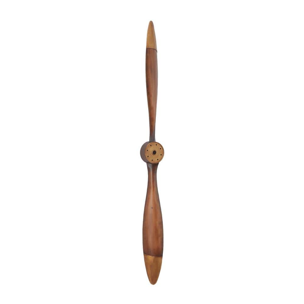 Litton Lane 4 in. x  48 in. Metal Brown 2 Blade Airplane Propeller Wall Decor with Aviation Detailing
