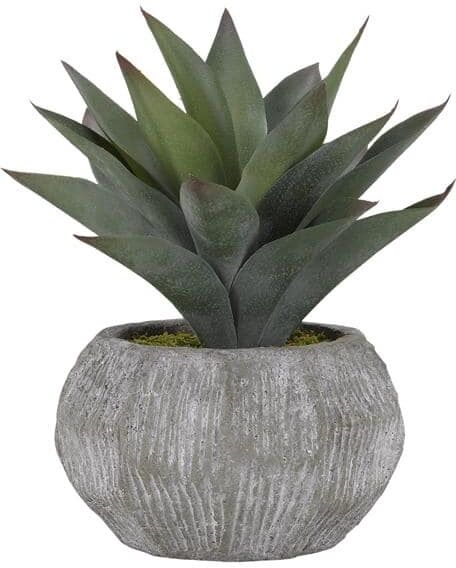 D&W Silks Artificial Indoor Aloe Plant in Round Ceramic Planter