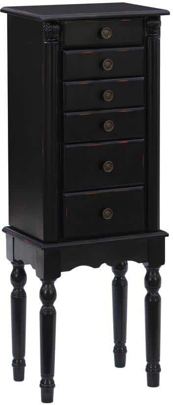 Powell Company Ollie Ebony Black Jewelry Armoire with Flip Top Mirror