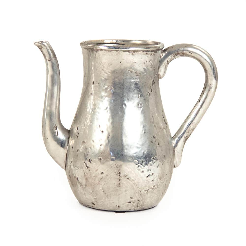 Zentique Stoneware Distressed Silver Small Decorative Jug Vase