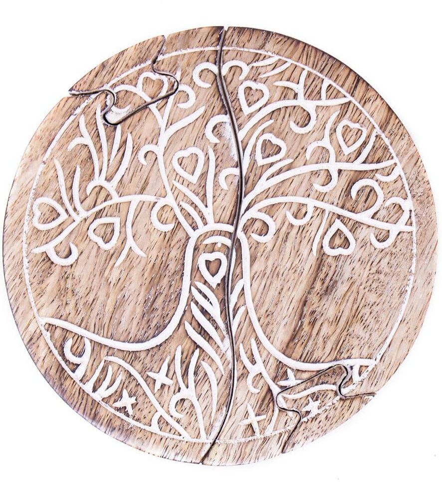 Global Crafts Handmade Tree of Life Mango Wood Puzzle Box