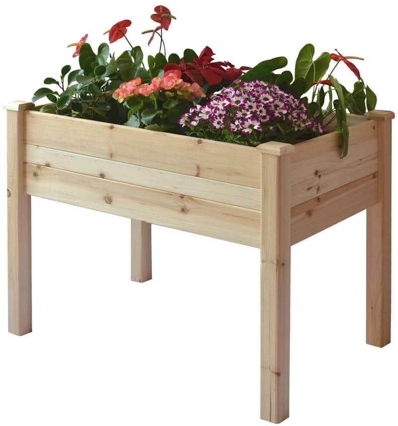 Master Gardner Company Elevated Wooden Garden Planter Table - 48 in. x 34 in. x 35 in.