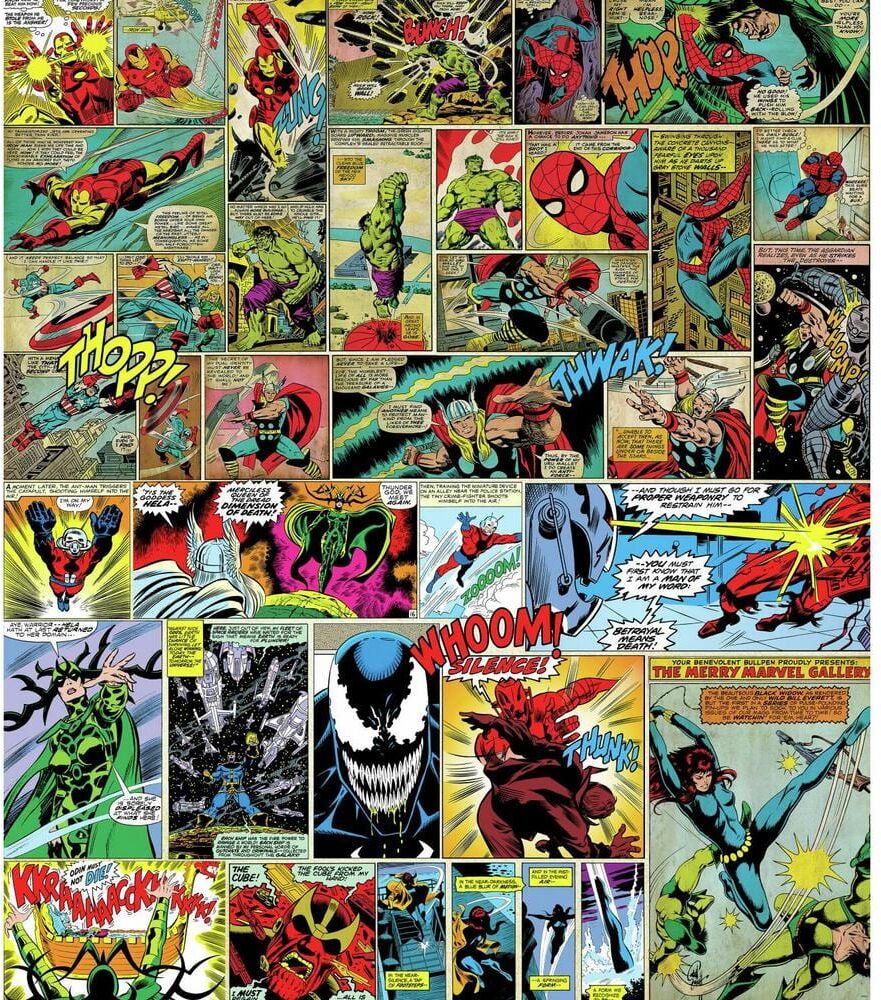 RoomMates Multi-Colored Marvel Comic Tapestry