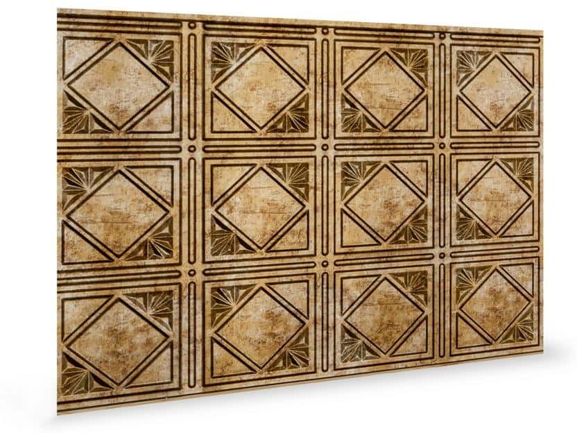 INNOVERA DECOR BY PALRAM 18.5'' x 24.3'' Artnouvo Decorative 3D PVC Backsplash Panels in Bronze 9-Pieces