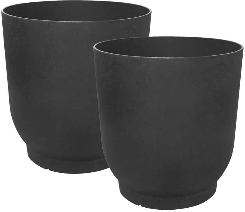 Tierra Verde 20 in. Florencia Black Indoor/Outdoor Recycled Rubber Large Round Planter, (2-pack)