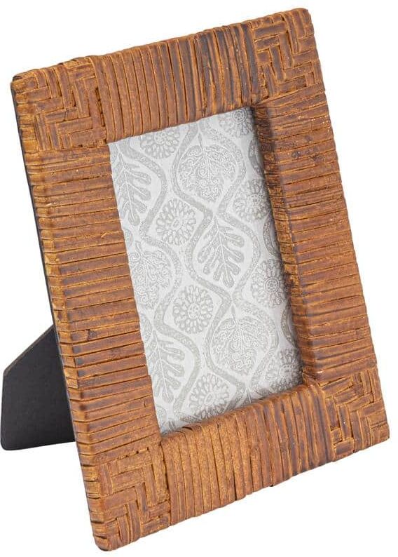 Storied Home 5 in. W. x 7 in. Natural Stained Handwoven Rattan Picture Frame