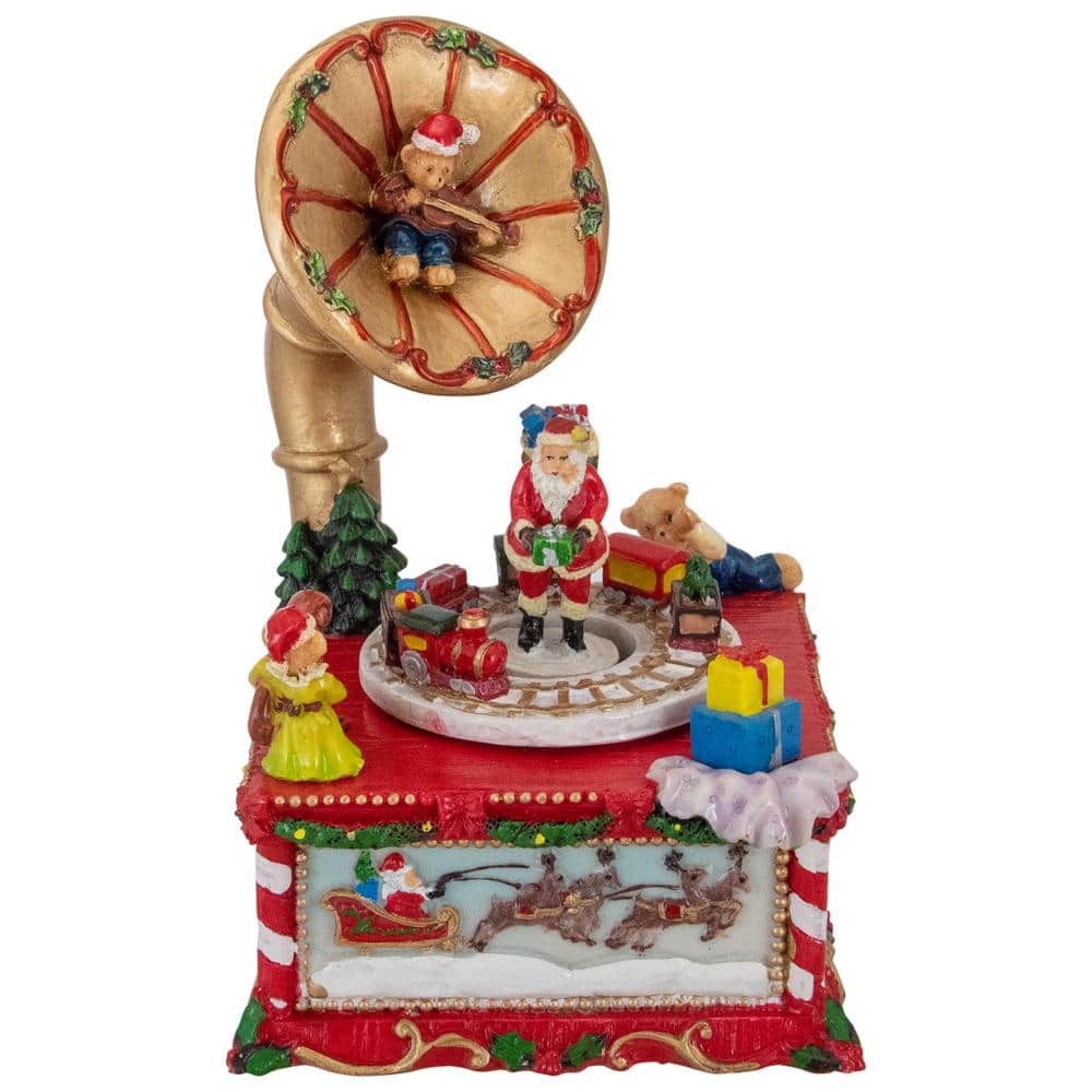 Northlight 7 in. Musical Santa Claus on Gramophone Christmas Music Box